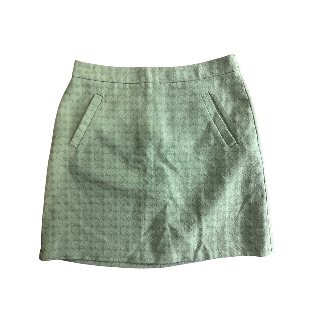 The Limited Mint Green Geometric Jacquard Mini Skirt Size 6 A-Line Pockets